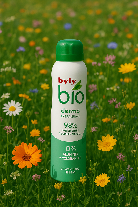 اسپری ضد تعریق ارگانیک Byly مدل BIO DERMO با رایحه عصاره بامبو و 98 درصد ترکیبات طبیعی
