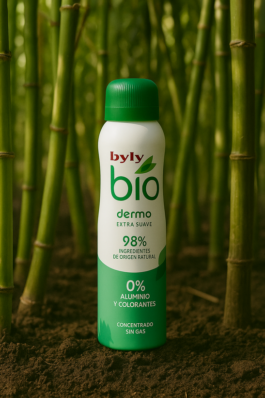 اسپری ضد تعریق ارگانیک Byly مدل BIO DERMO با رایحه عصاره بامبو و 98 درصد ترکیبات طبیعی