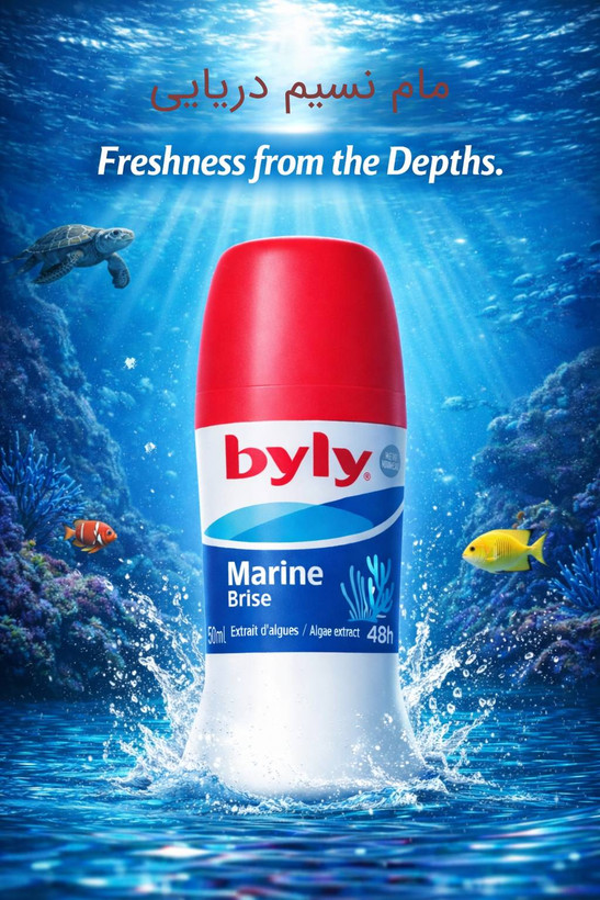 مام ضد تعریق Byly مدل Marine با عصاره نسیم دریایی 48 ساعته