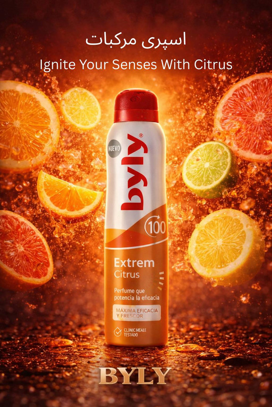 اسپری ضد تعریق Byly مدل Extrem Citrus با رایحه مرکبات 100 ساعته